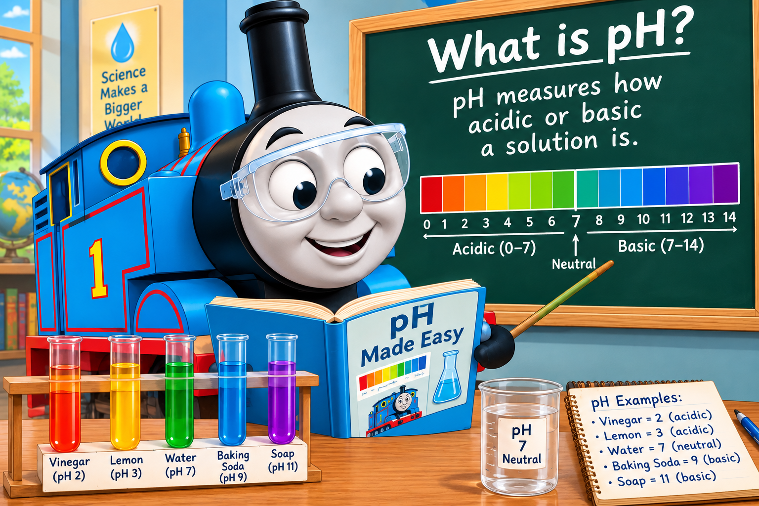 Thomas teaches the pH scale